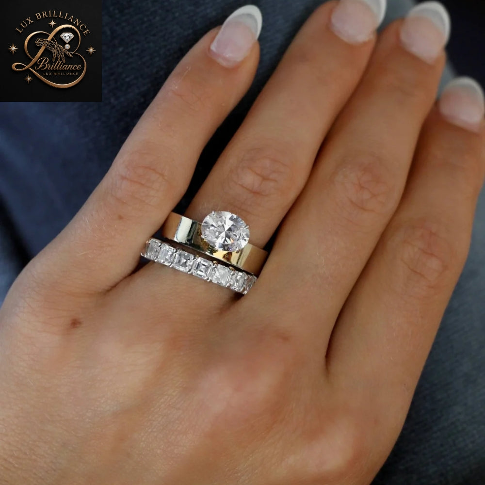 East-West Oval Cut Diamond  Engagement Ring / Yellow Gold Wide Band Ring / gift for her