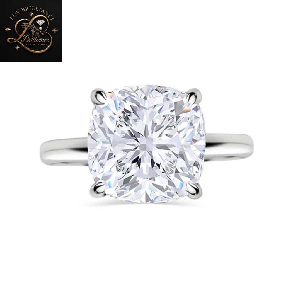 14K Yellow Gold Cushion Cut Diamond Engagement Ring | Classic Solitaire Ring  | Gift For Her