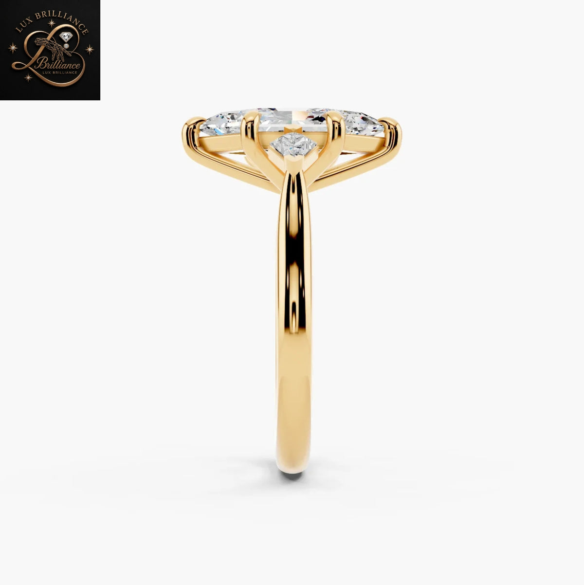 3 CT Elongated Marquise Diamond Ring | Three Stone Solitaire Engagement Ring