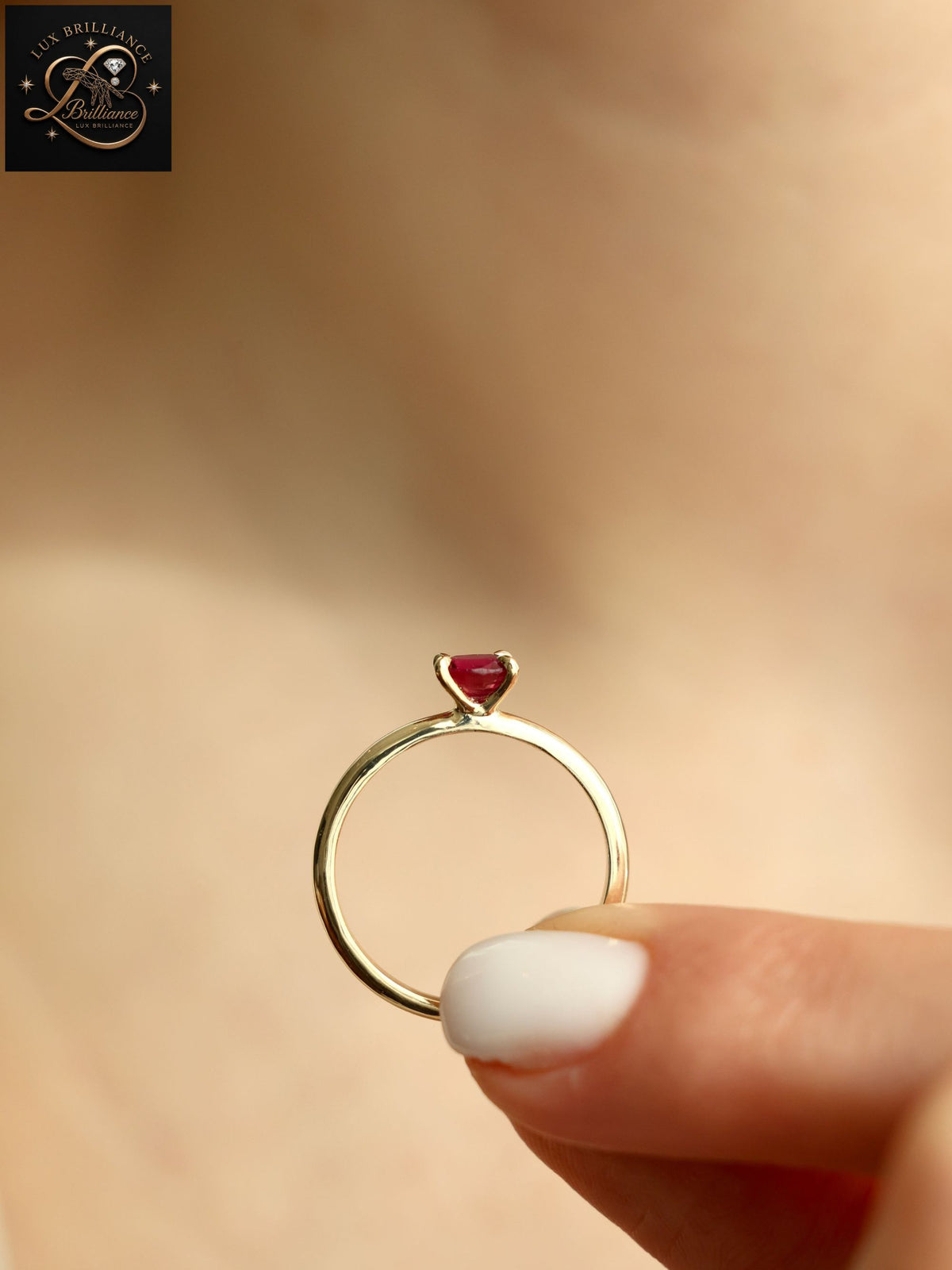 East-West Oval Ruby Gemstone Ring | 18k Yellow Gold Solitaire Engagement Ring