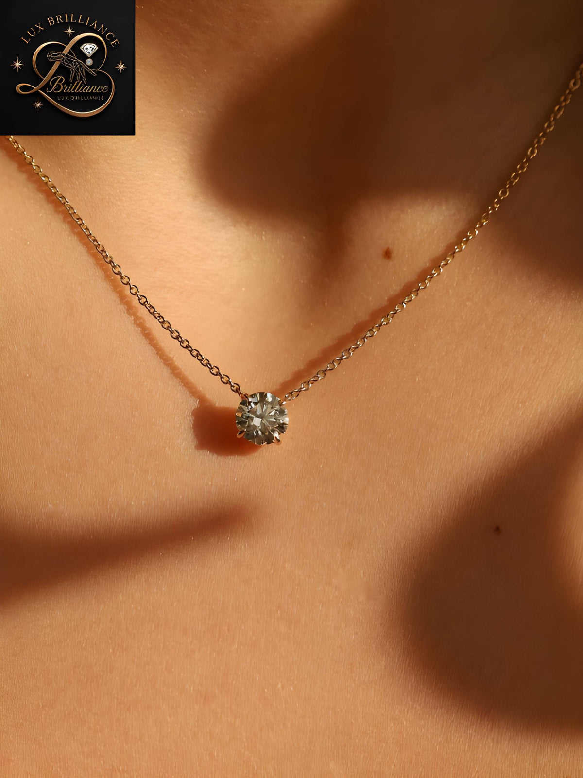 Dainty Round Brilliant Cut Diamond Pendant | Minimalist Gold Chain | Fine Jewelry