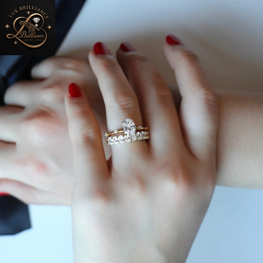 Unique Oval Cut Diamond Engagement Ring with  in 14K / 18K Yellow Gold | Wedding Ring For Her