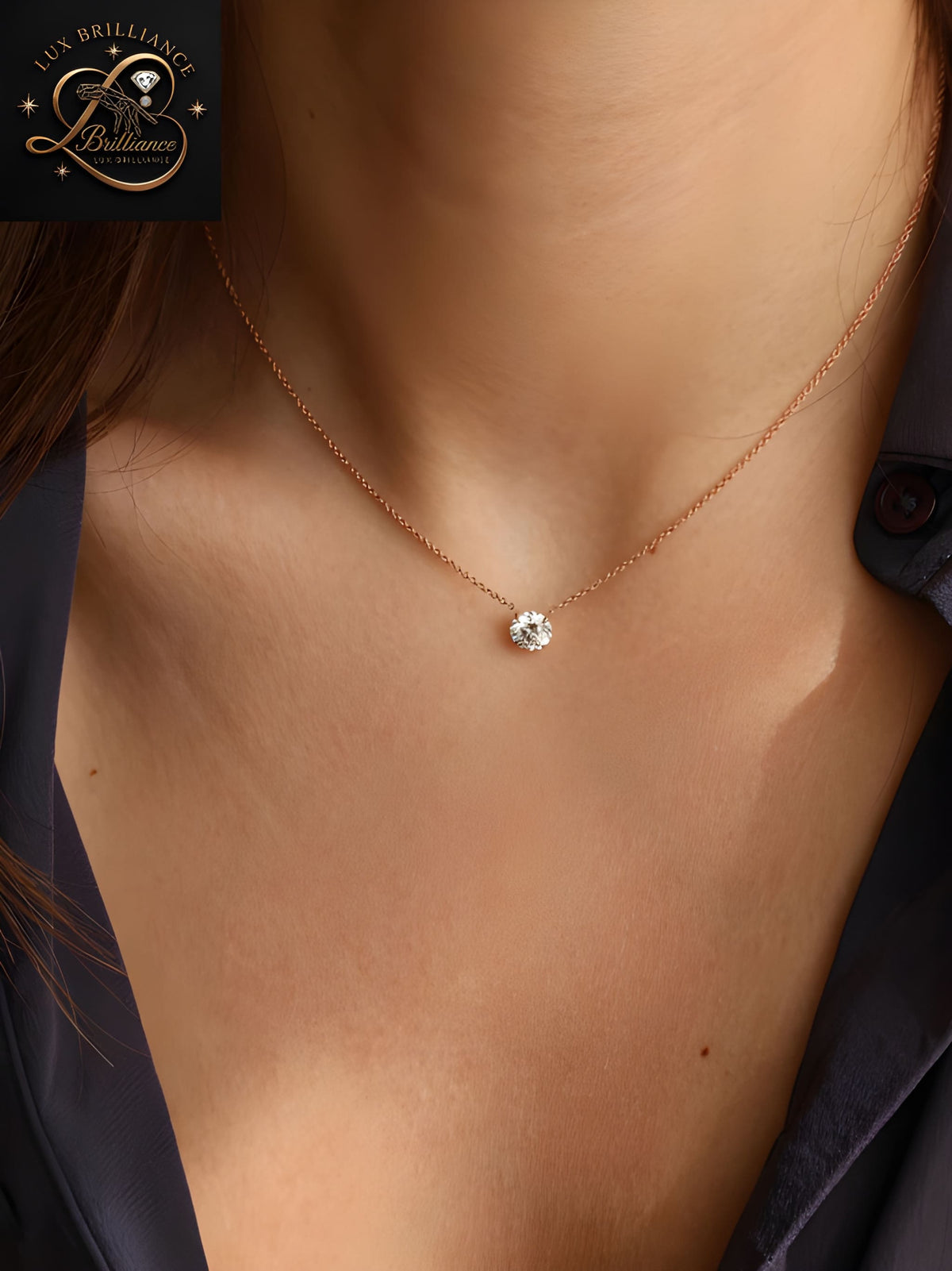 Dainty Round Brilliant Cut Diamond Pendant | Minimalist Gold Chain | Fine Jewelry