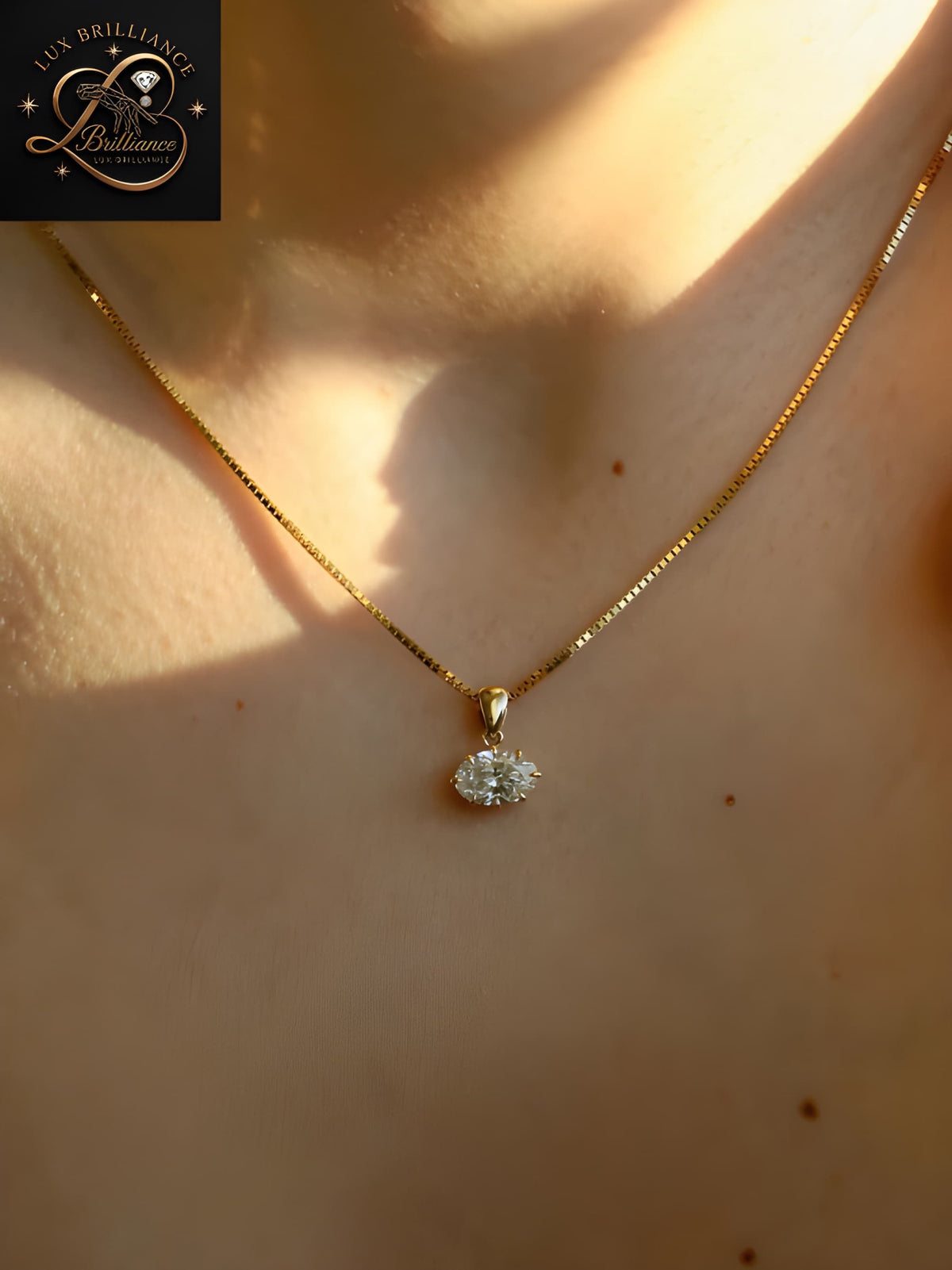 East-West Oval Cut Diamond Solitaire Pendant | 18k gold Necklace | Nice jewelry