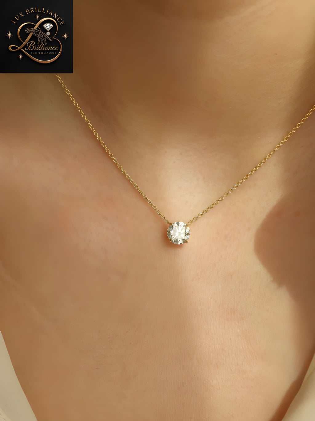 Dainty Round Brilliant Cut Diamond Pendant | Minimalist Gold Chain | Fine Jewelry