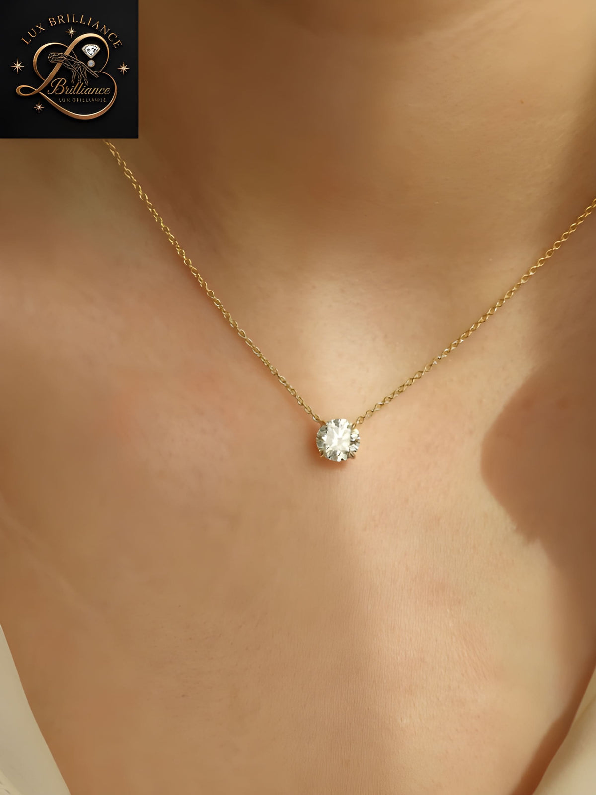 Dainty Round Brilliant Cut Diamond Pendant | Minimalist Gold Chain | Fine Jewelry