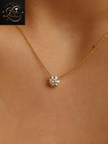 Dainty Round Brilliant Cut Diamond Pendant | Minimalist Gold Chain | Fine Jewelry