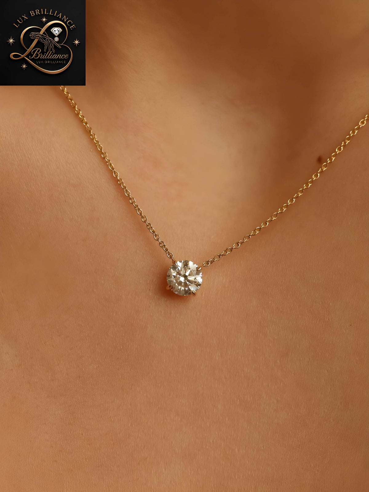 Dainty Round Brilliant Cut Diamond Pendant | Minimalist Gold Chain | Fine Jewelry