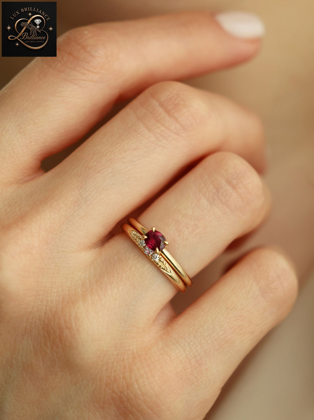 East-West Oval Ruby Gemstone Ring | 18k Yellow Gold Solitaire Engagement Ring