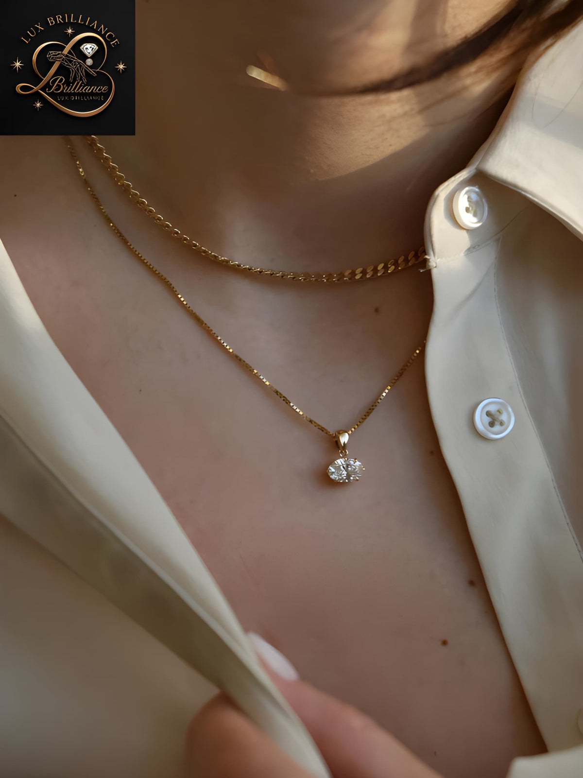East-West Oval Cut Diamond Solitaire Pendant | 18k gold Necklace | Nice jewelry
