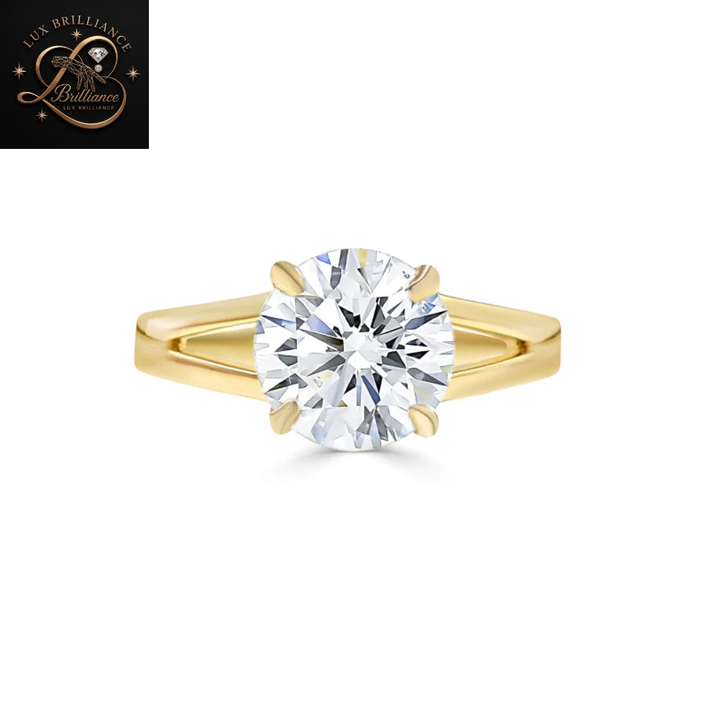 Round Diamond Solitaire Engagement Ring | 14k Split Shank Ring | Gift For Ring