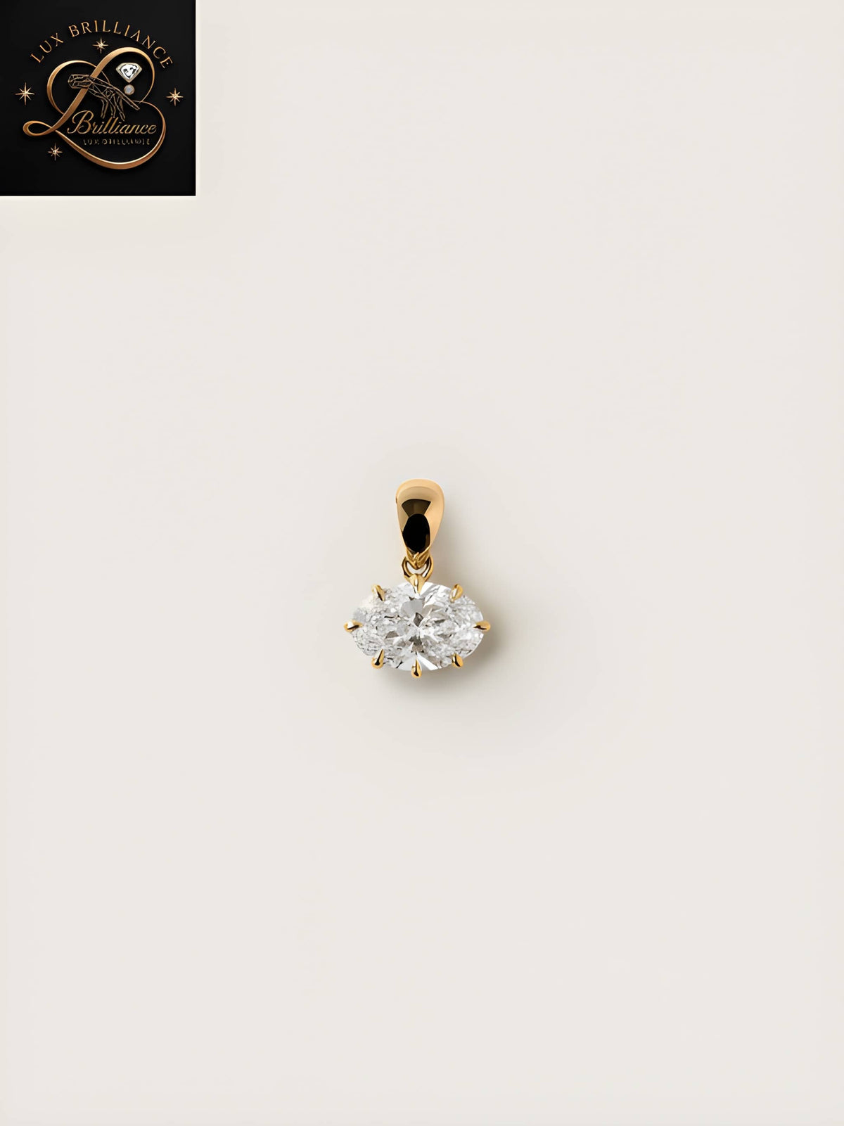 East-West Oval Cut Diamond Solitaire Pendant | 18k gold Necklace | Nice jewelry