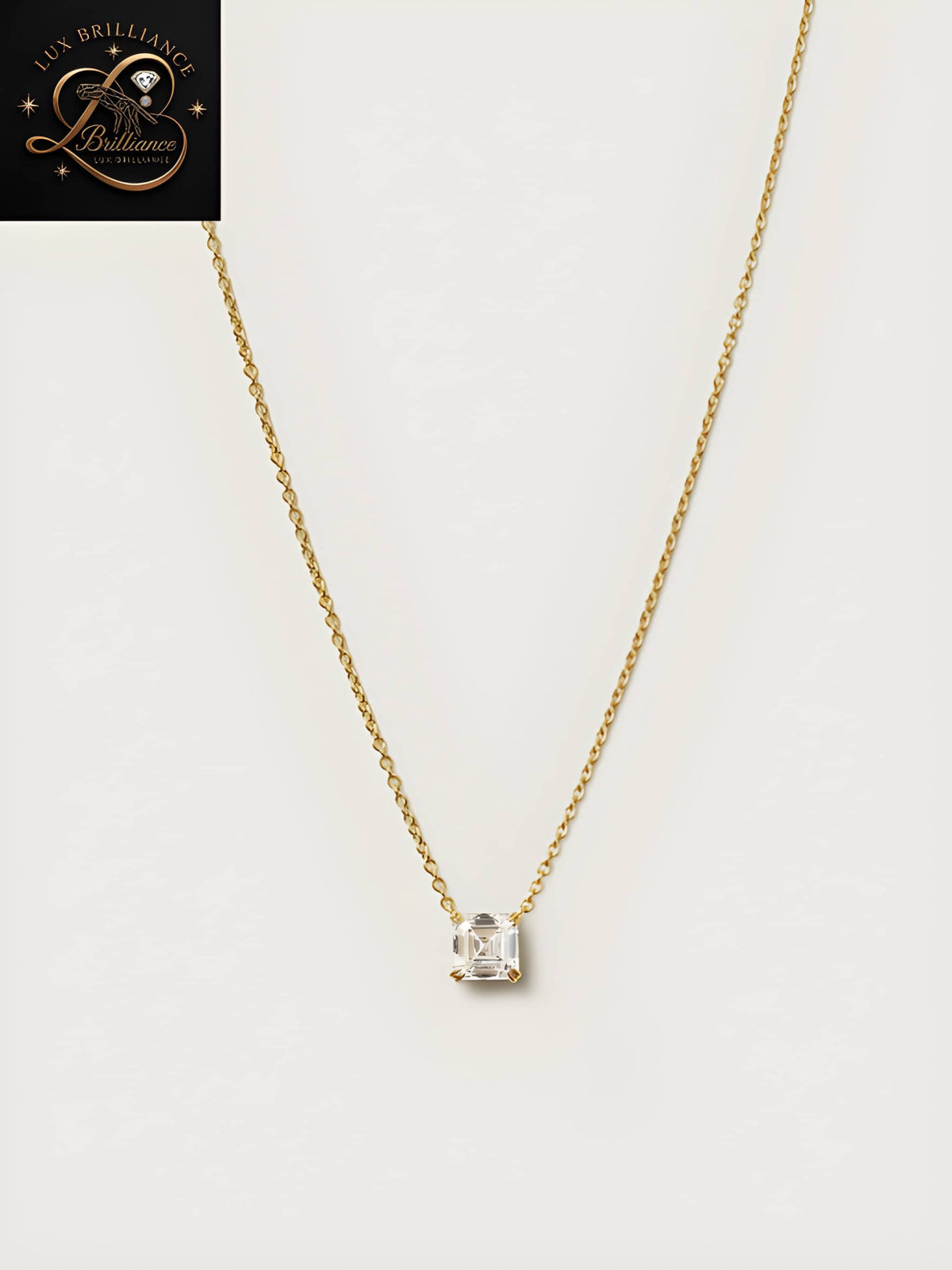 Asscher Cut Diamond Solitaire Pendant Necklace in 18k Gold