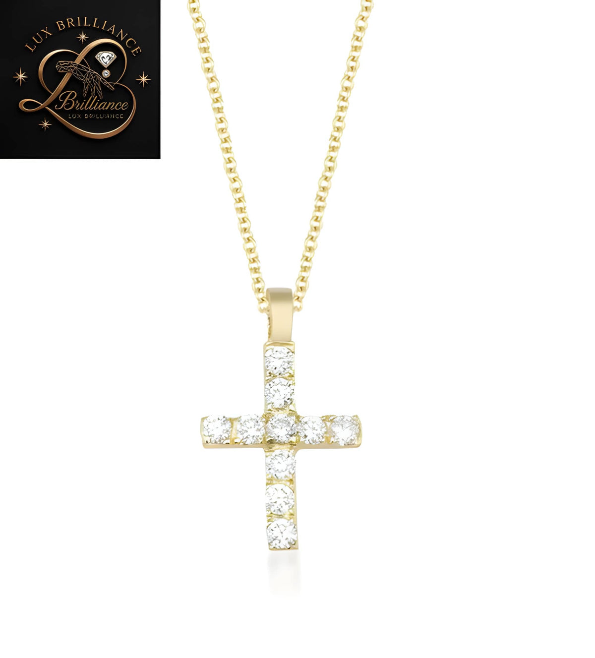 Classic Round Diamond Cross Pendant Necklace in 18K Gold | Fine jewelry