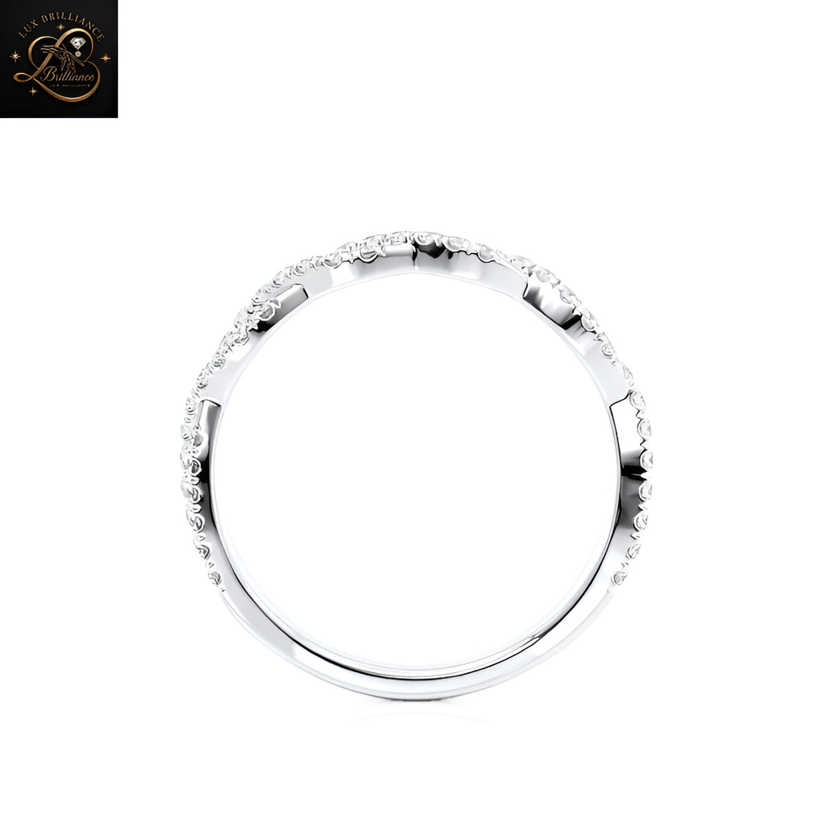 Round Cut Twisted Vine Pave Band | White Gold Lab Diamond Elegant Eternity Band | Gift For Her