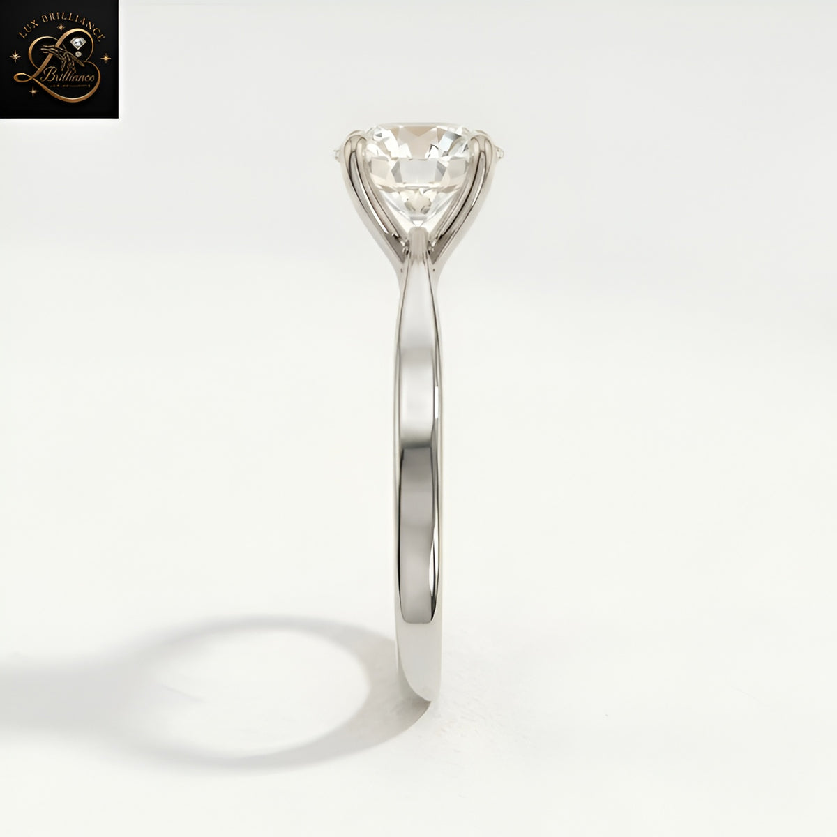 Tapered Round Solitaire Engagement Ring | 18K Lab Diamond Solitaire 4-Prong Sleek Plain Band | Gift For Her (Copy) (Copy) (Copy) (Copy)