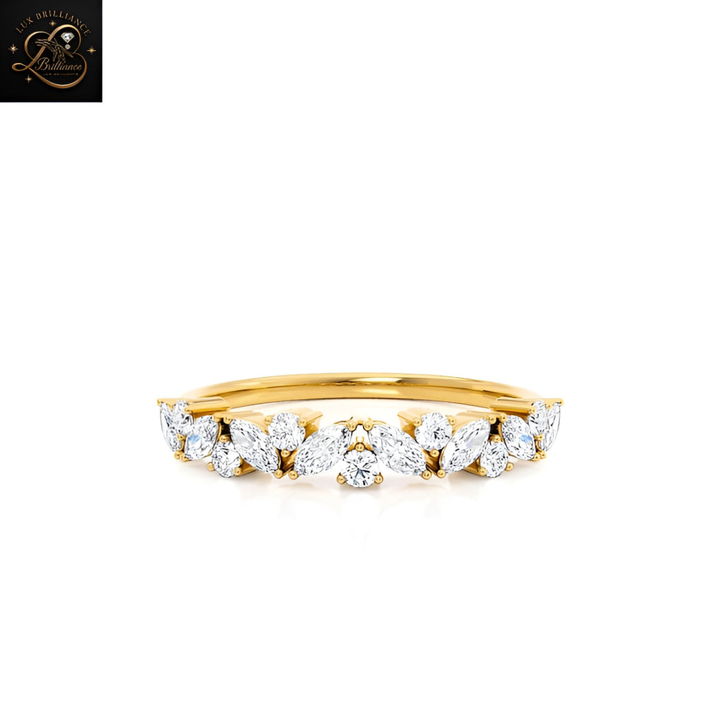 Unique Lab Grown Diamond Wedding Band | 18K Gold Marquise Vine Eternity Ring |Gift For Her (Copy)