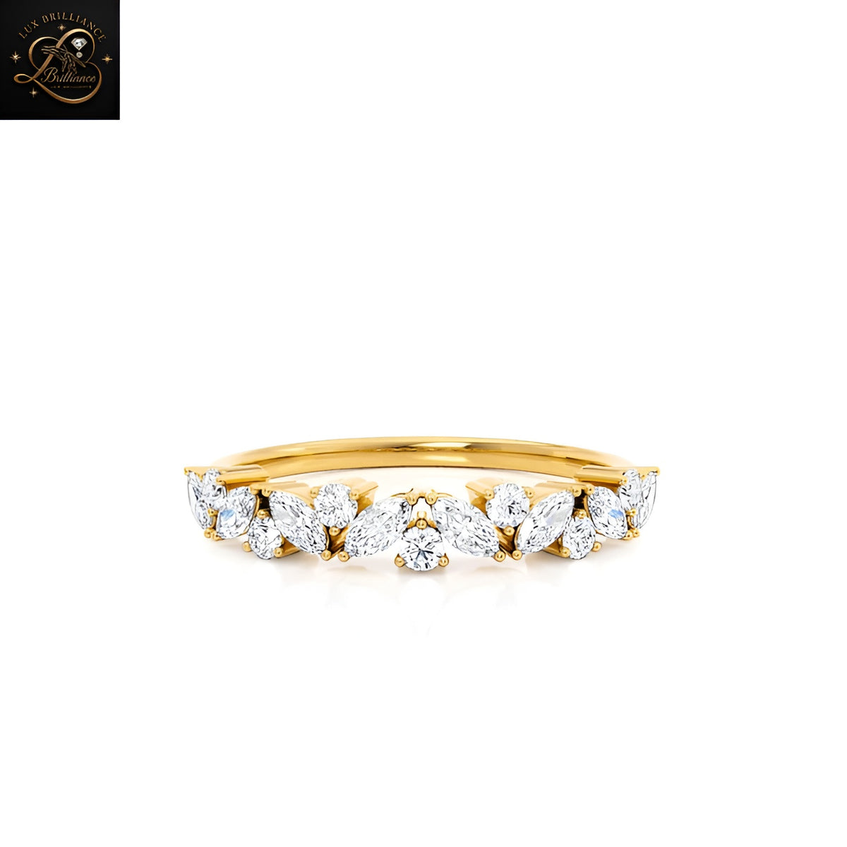 Unique Lab Grown Diamond Wedding Band | 18K Gold Marquise Vine Eternity Ring |Gift For Her (Copy)