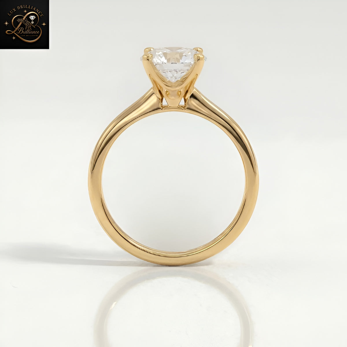 Classic Round Solitaire Engagement Ring | Brilliant Lab Diamond 4-Prong sleek Plain Band | Gift For Her (Copy)