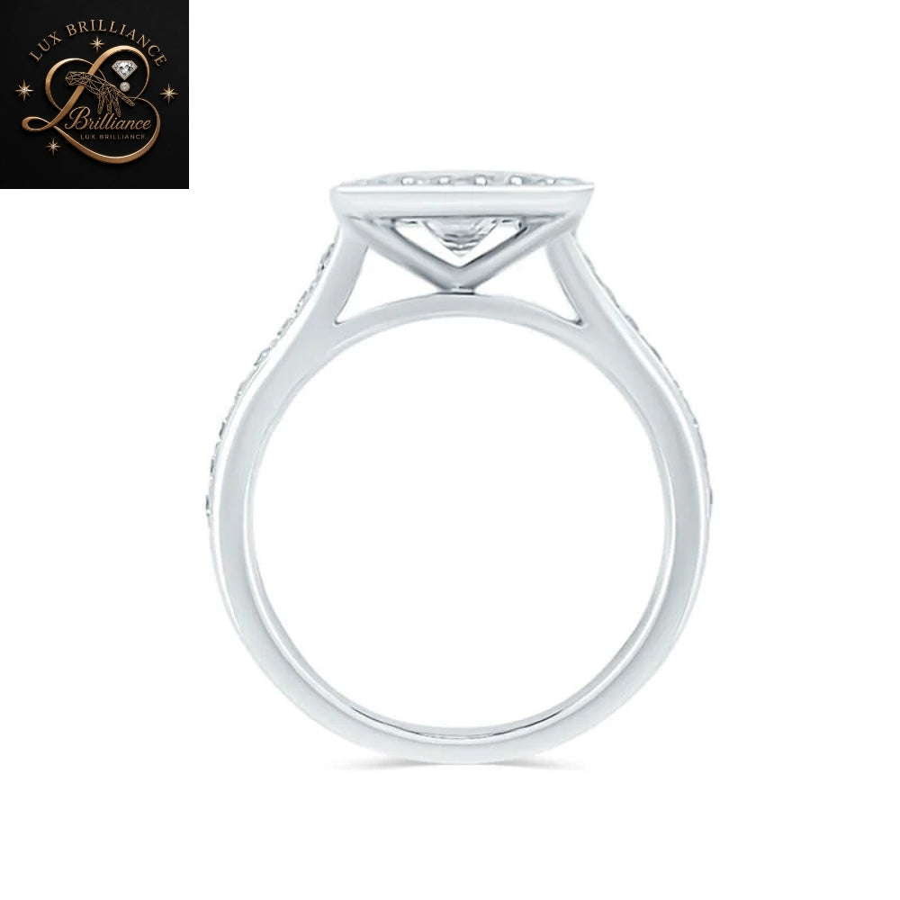 Princess Cut Diamond Halo Engagement Ring | Vintage Inspired Wedding Ring | Gift For Her