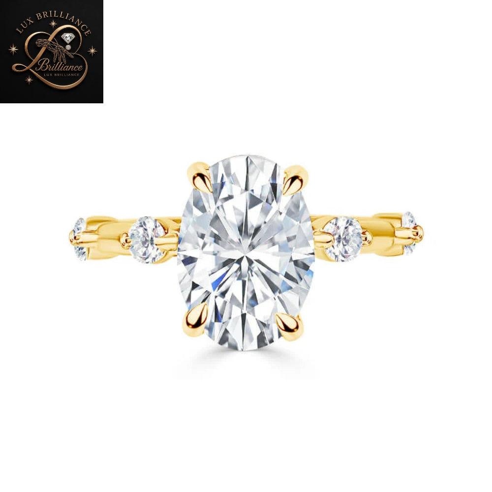 Unique Oval Cut Diamond Engagement Ring with  in 14K / 18K Yellow Gold | Wedding Ring For Her