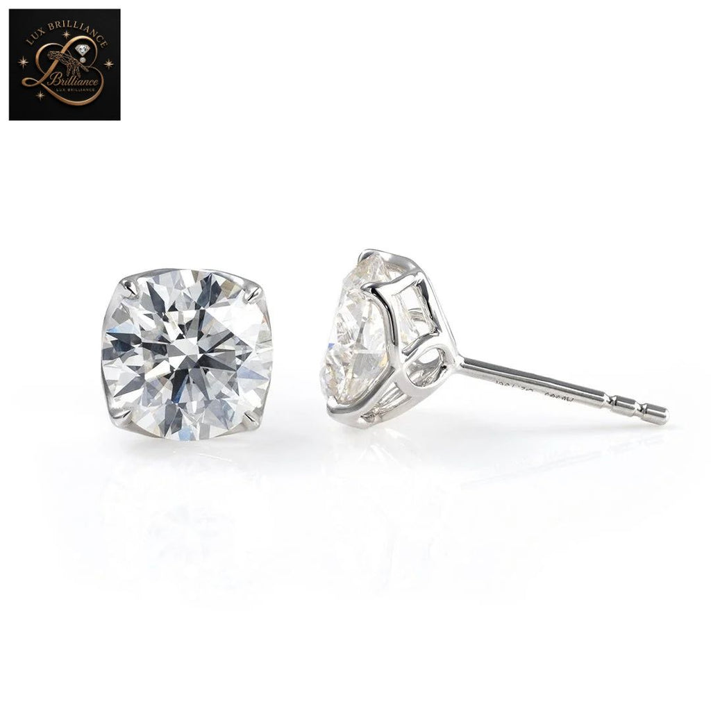 14K Gold Princess Cut Diamond Solitaire Stud Earrings | Screw Backs