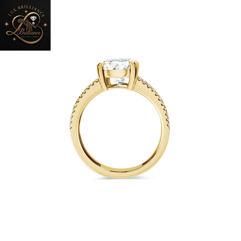 Oval Diamond Split Band Engagement Ring | Trendy Split Shank Solitaire Gold Ring | Gift For Her