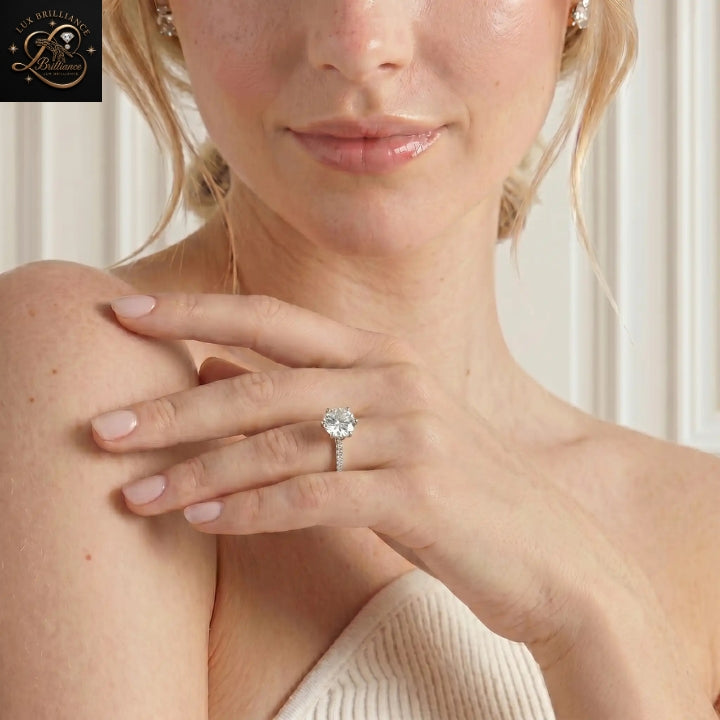 Solitaire Round Cut Engagement Ring | 18K Lab Ground 6 Prong - Pave Diamond Ring | Gift For Her (Copy) (Copy)