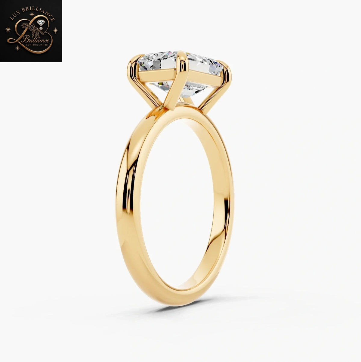 East-West Emerald Cut Solitaire Engagement Ring in 14K Yellow Gold