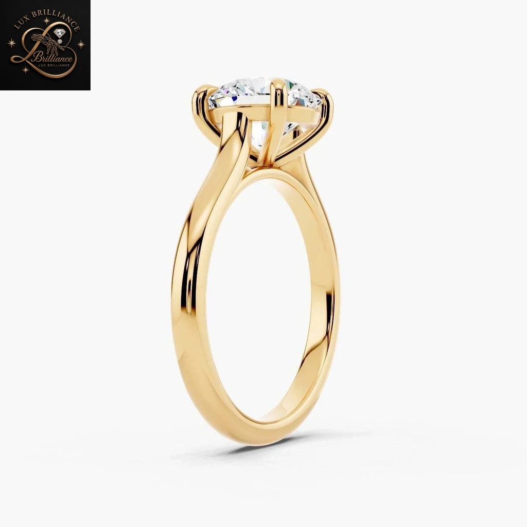 2.5 CT Round Brilliant Cut Diamond Solitaire Engagement Ring | 14K Yellow Gold Wedding Ring