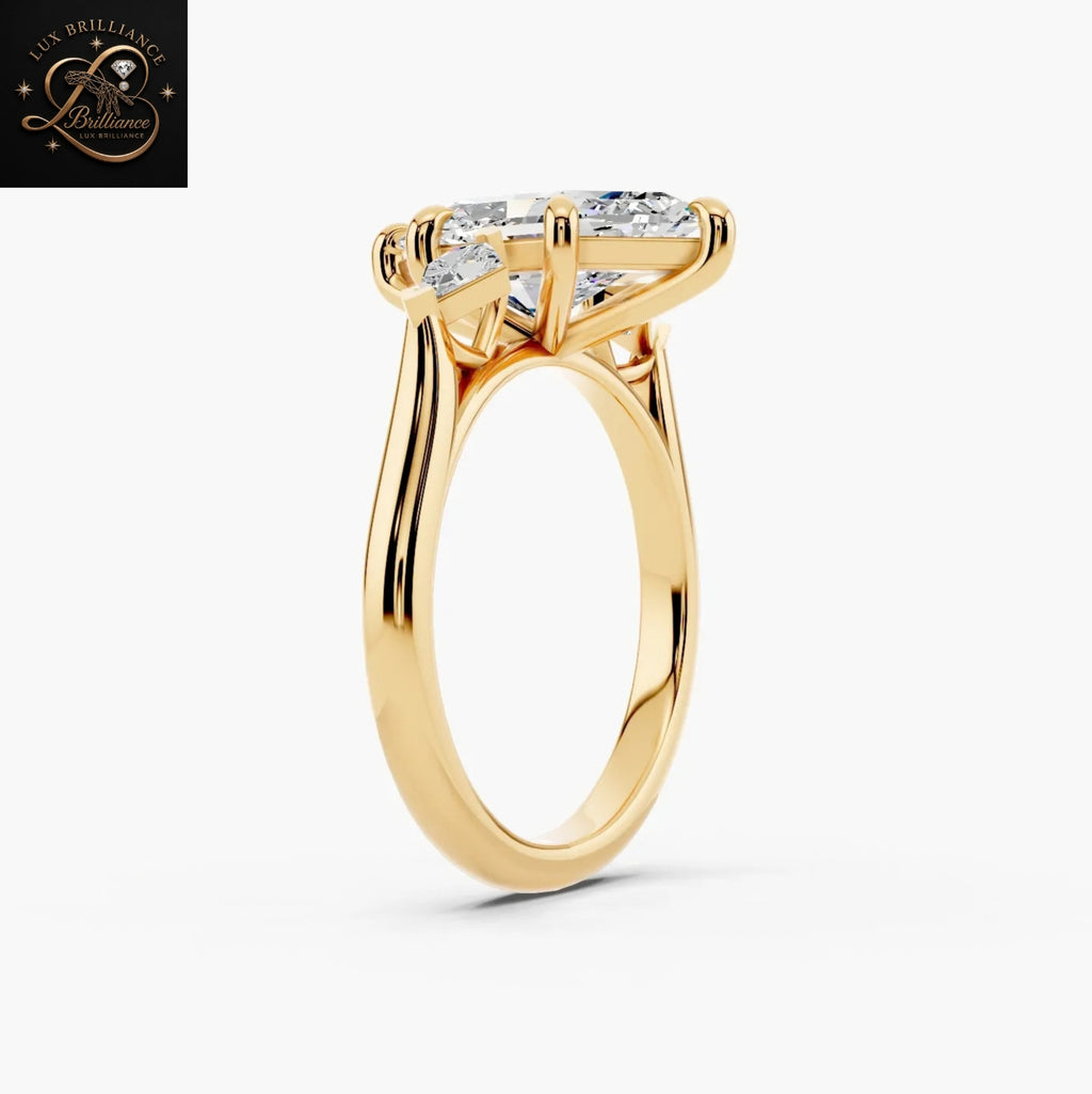 3 CT Elongated Marquise Diamond Ring | Three Stone Solitaire Engagement Ring