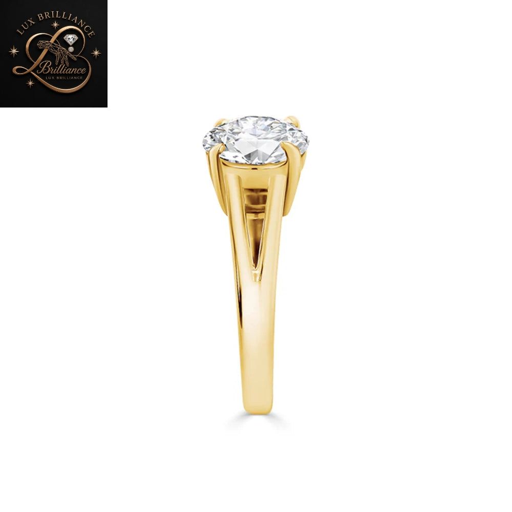 Round Diamond Solitaire Engagement Ring | 14k Split Shank Ring | Gift For Ring