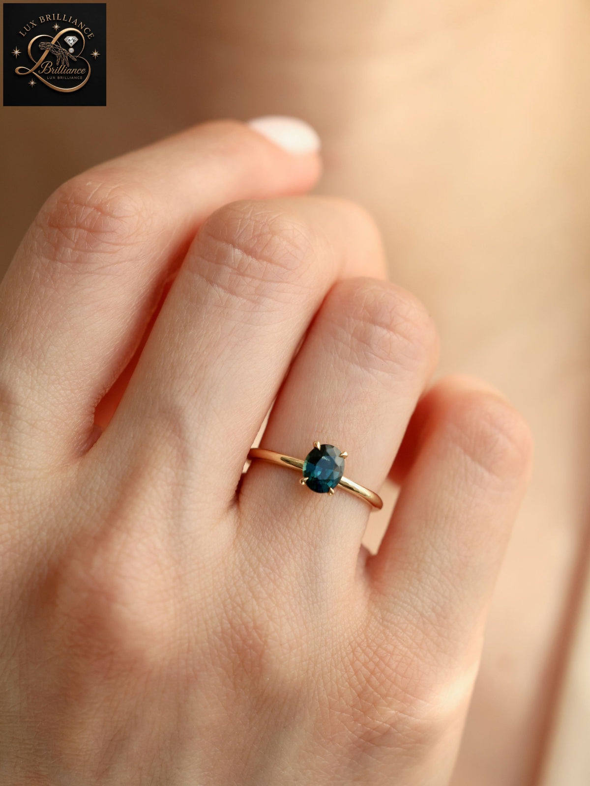 Elegant Oval Cut Teal Blue Sapphire Ring | Classic Yellow Gold Solitaire Ring