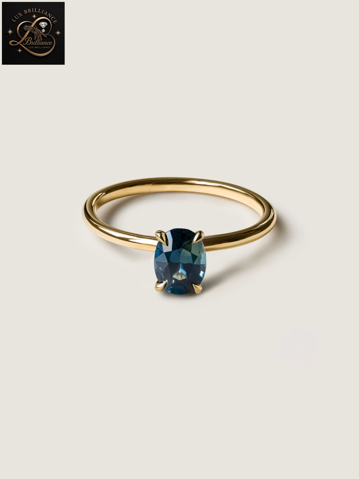 Elegant Oval Cut Teal Blue Sapphire Ring | Classic Yellow Gold Solitaire Ring