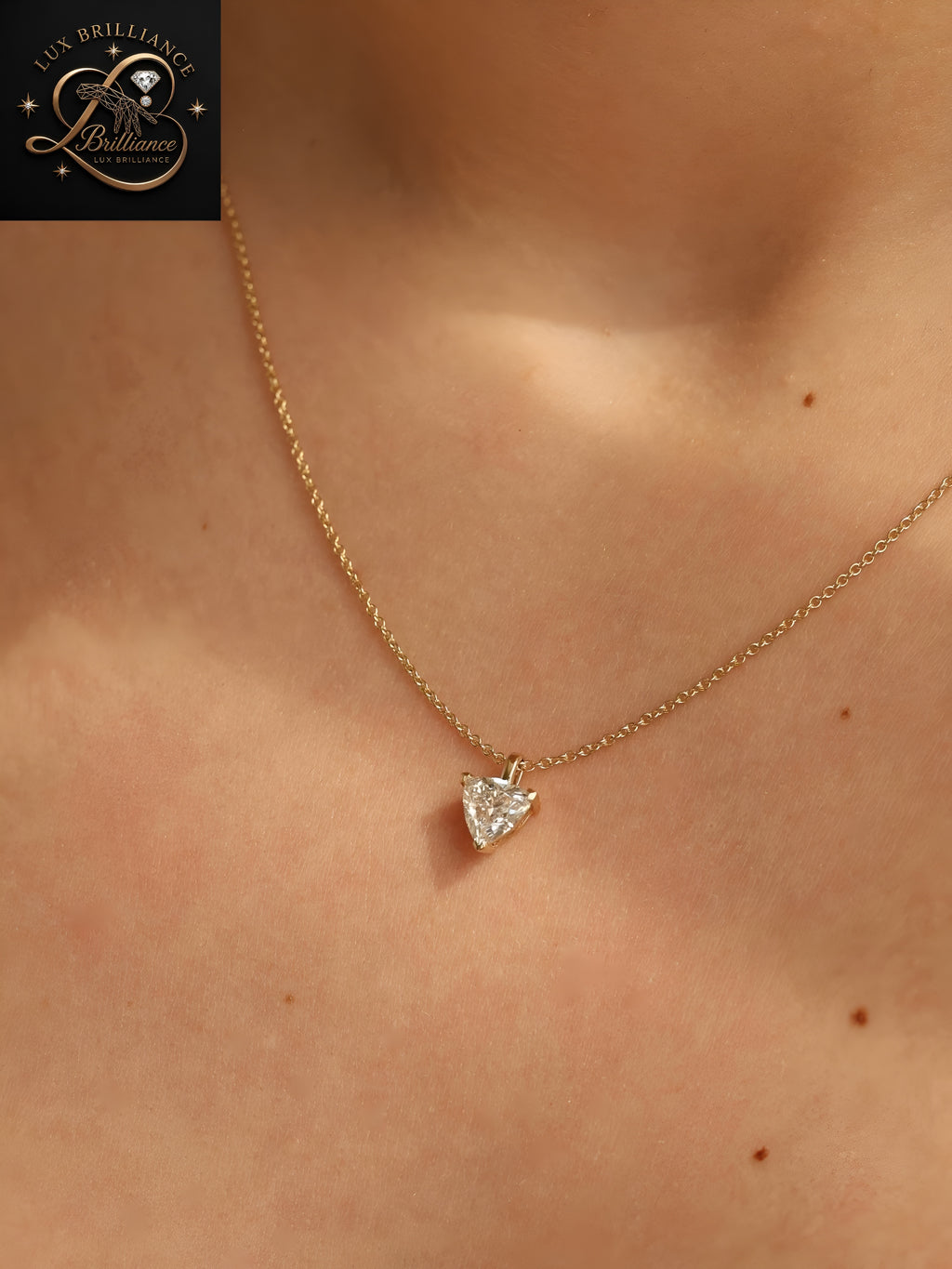 Modern Triangle Diamond Pendant Necklace in 14K Gold | Dainty Gold Chain Necklace Gift