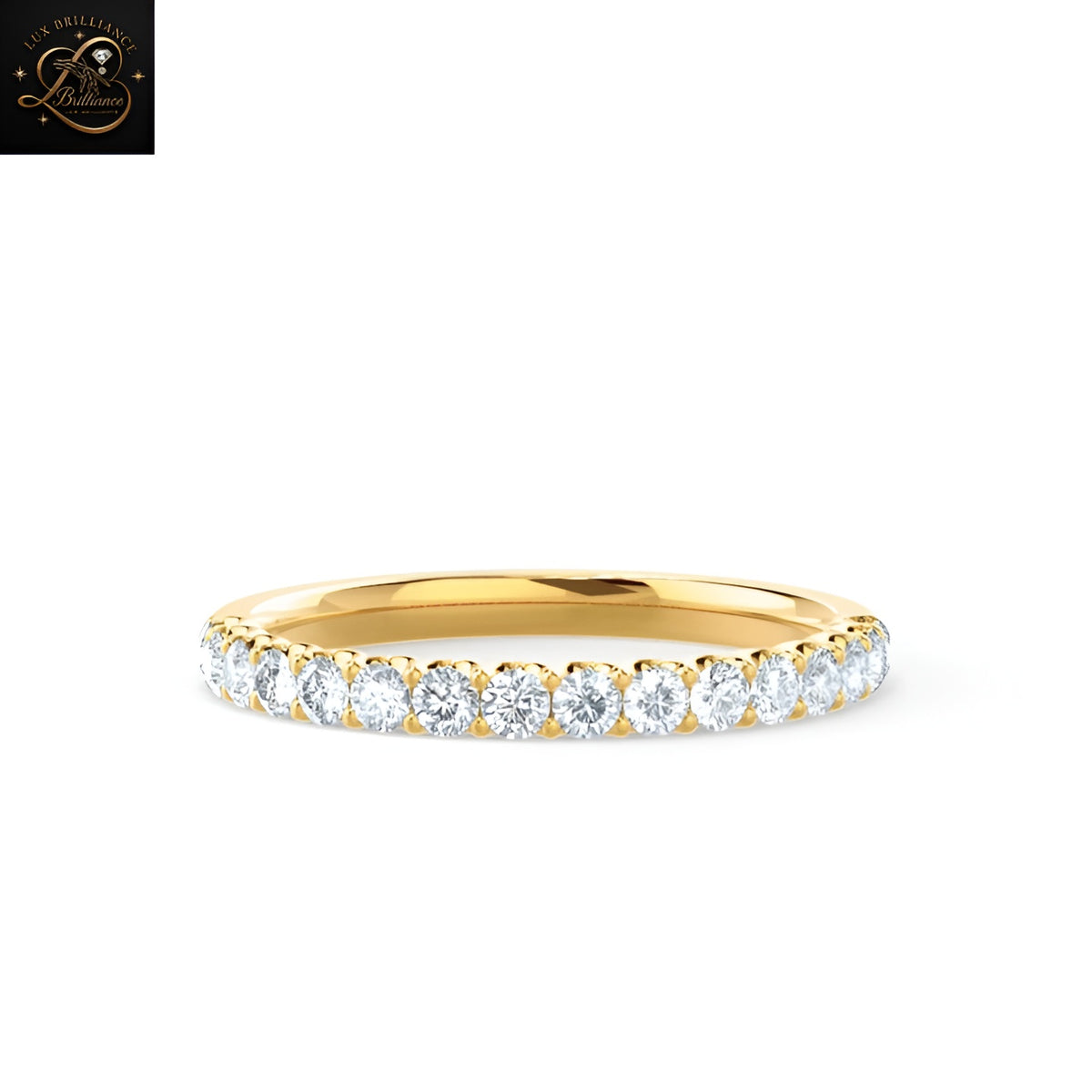 18k Yellow Gold Diamond Pave Eternity Band | Micro Pave Wedding Ring | Gift For Her