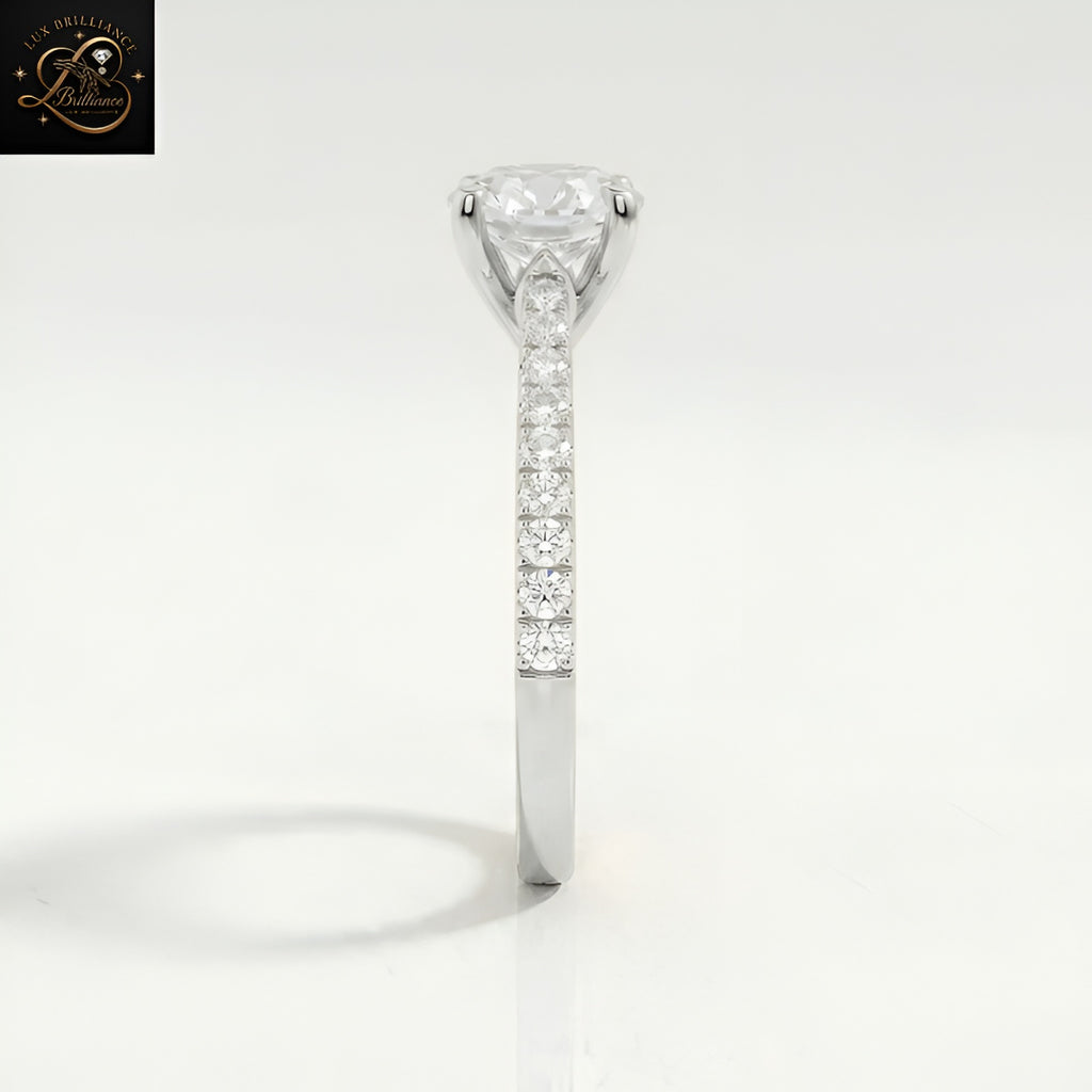2CT Round Cut Solitaire Engagement Ring | 18K Lab Ground 4 Prong - Pave Diamond Ring | Gift For Her (Copy)