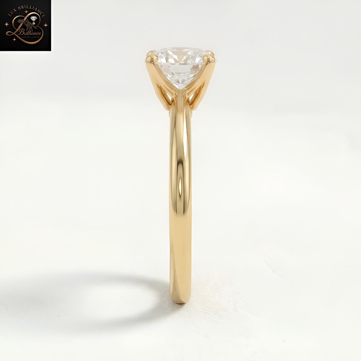Classic Round Solitaire Engagement Ring | Brilliant Lab Diamond 4-Prong sleek Plain Band | Gift For Her (Copy)