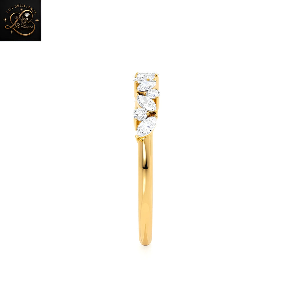 Unique Lab Grown Diamond Wedding Band | 18K Gold Marquise Vine Eternity Ring |Gift For Her (Copy)