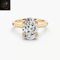 Oval Cut Solitaire Engagement Ring with Floral Petal Basket in 14K Yellow Gold