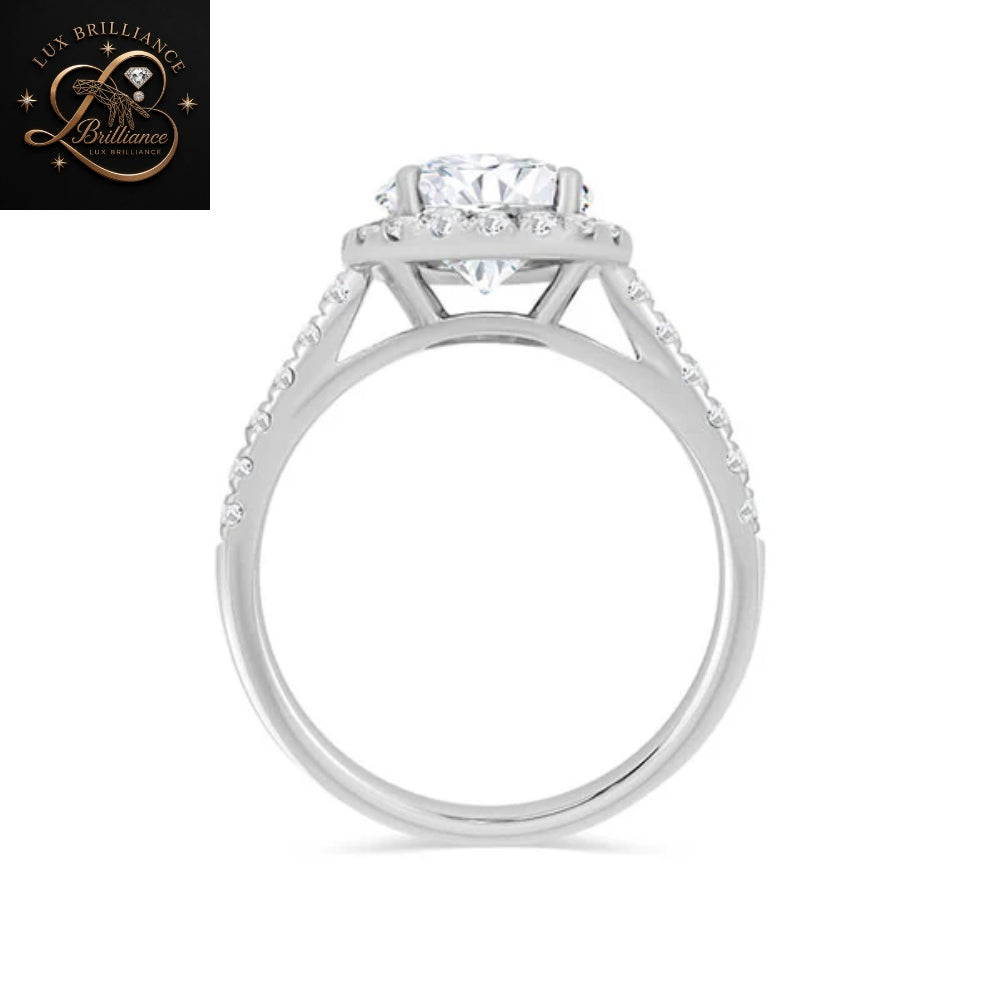 Round Brilliant Diamond Halo Engagement Ring | White Gold Solitaire Ring | Wedding Ring