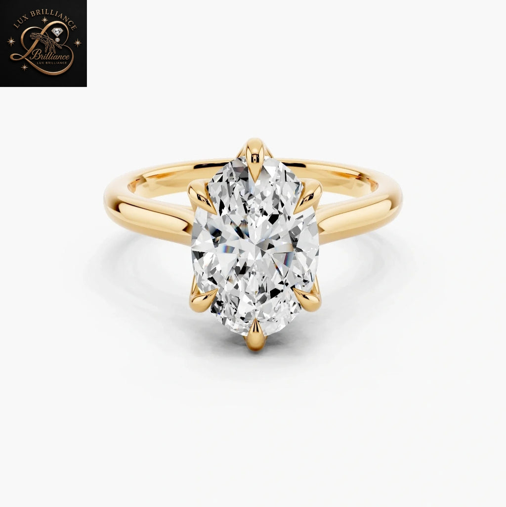 2ct Oval Lab Grown Diamond Engagement Ring | Tulip Basket and Hidden Halo Ring