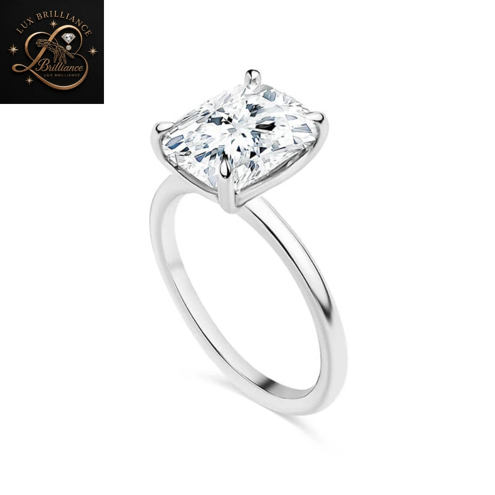 Elongated Cushion Cut Diamond Engagement Ring | 18k White Gold Ring | Gift For Ring