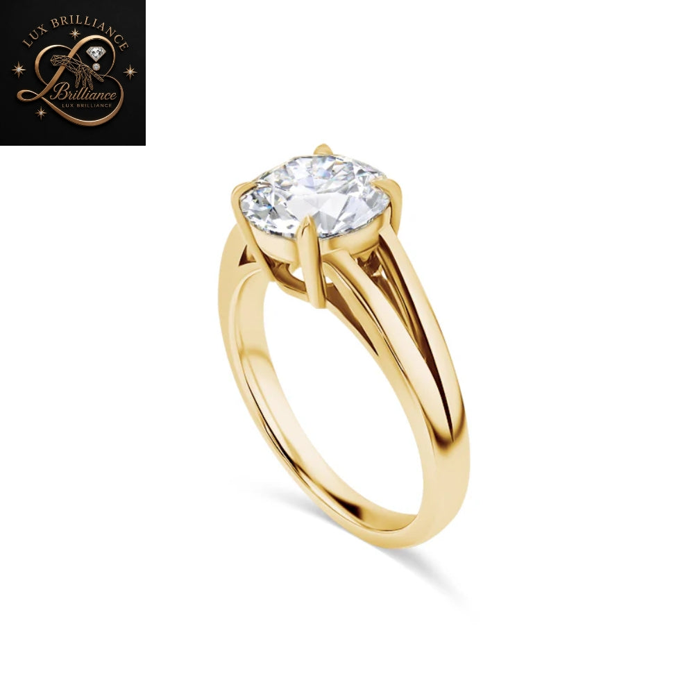 Round Diamond Solitaire Engagement Ring | 14k Split Shank Ring | Gift For Ring