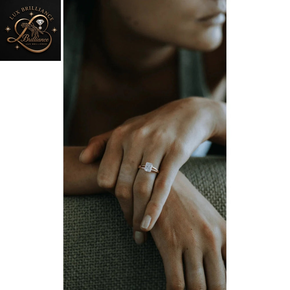 2.5 Ct Radiant Cut Diamond Engagement Ring | 14K Yellow Gold Split Shank Cathedral Solitaire Ring for Women