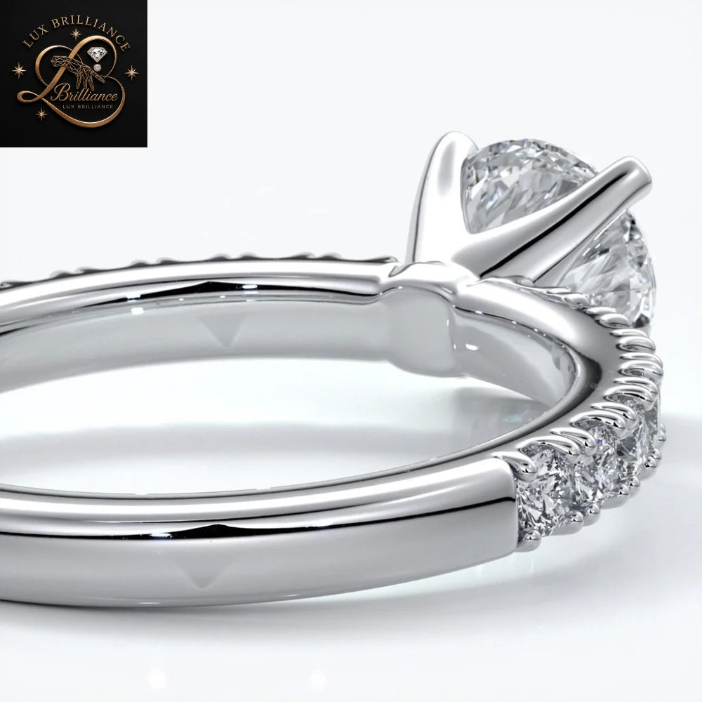 Half-Eternity Round Cut Engagement Ring | Lab Ground Shared Prong - Pave Diamond Ring | Gift For Her (Copy) (Copy) (Copy)