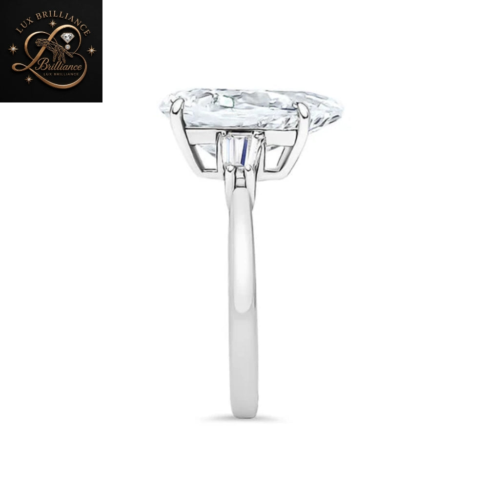 2Ct Pear Cut Diamond Engagement Ring | Teardrop Baguette Side Stones Ring | Anniversary Gift (Copy)
