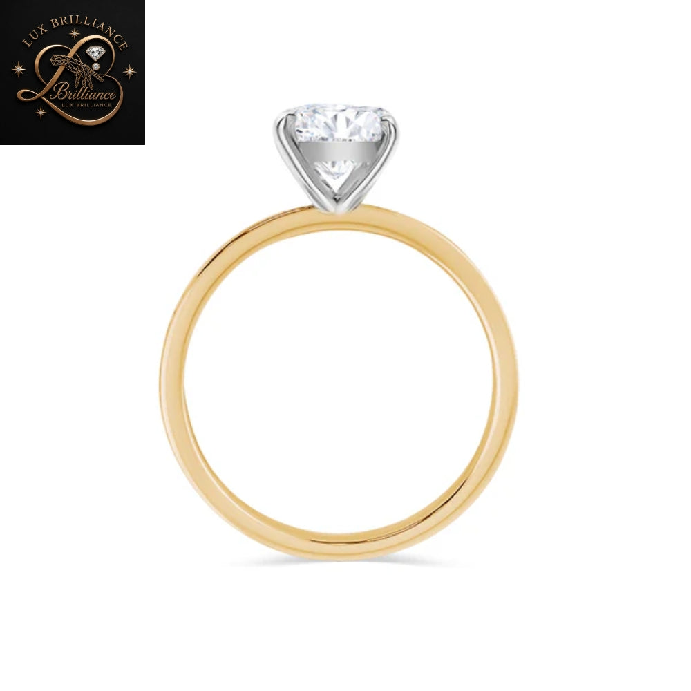 14K Yellow Gold Cushion Cut Diamond Engagement Ring | Classic Solitaire Ring  | Gift For Her