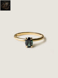 3Ct Oval Cut Deep Forest Green Sapphire Solitaire Ring | 14K Yellow Gold Ring