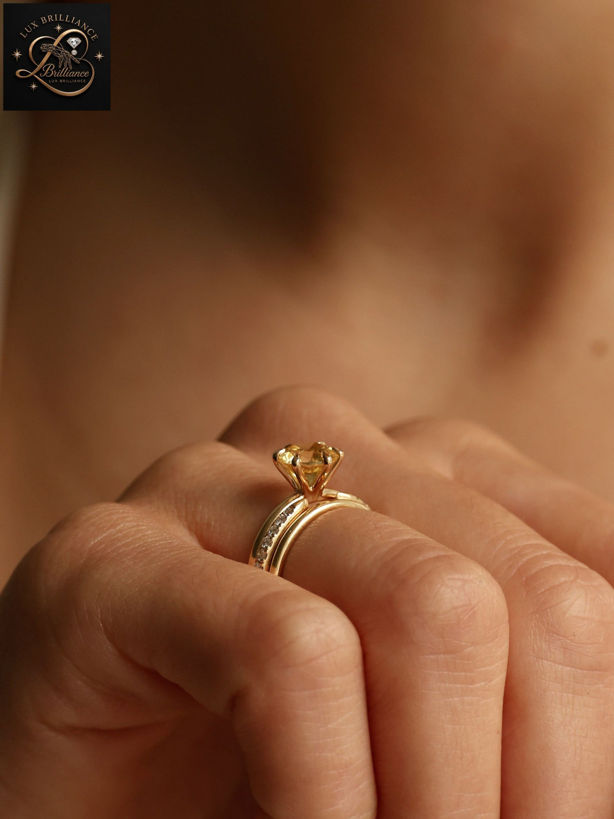 Modern Round Canary Yellow Gemstone Ring | Solitaire Yellow Gold Ring| Anniversary Jewelry